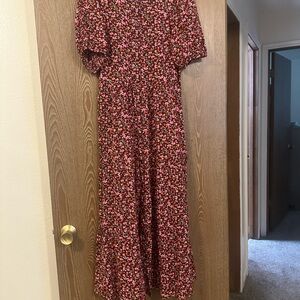 Old Navy Burgundy Floral Maxi Dress